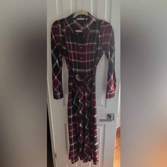 NWOT Soft Surroundings Gayle Tartan Plaid Belted Maxi Dress Size 2 Fall Vibes - Picture 4 of 5